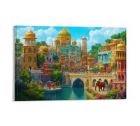 RIAVBAODG Indian Cultural Hub Poster Artwork Indian Palace Giclee Canvas Prints Modern Canvas Wall Art Picture Wall Hanging for Office Gym Living Room Decor 20x30inch(50x75cm)