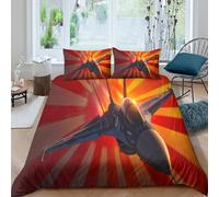 RIAVBAODG Japanese F-2 Fighter Jet 3D Print Duvet Cover Set Fighter Jet Quilt Cover Zipper Closure 3 Pcs Bedding Set Soft Lightweight for Kids Girls Teens King（220x240cm）