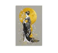 RIAVBAODG Japanese Geisha in The Moonlight Wall Decor Poster Geisha Giclee Canvas Prints Modern Wall Art Modern Decor Hanging for Living Room Bedroom Home Decorations 16x24inch(40x60cm)