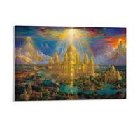 RIAVBAODG Jerusalem Descending from Heaven Poster Artwork Jerusalem Canvas Prints Picture Modern Canvas Wall Art Picture Wall Hanging for Dining Room Kitchen Home Office Decor 12x18inch(30x45cm)