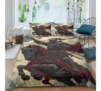 RIAVBAODG Medieval Cavalry 3D Print Duvet Cover Set Prince Consort Quilt Cover Bedroom Dorm Decor Soft Lightweight 3 Pcs Bedding Sets For Child Teens Youth Man Double（200x200cm）