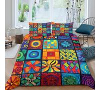 RIAVBAODG Moroccan Tiles 3D Print Duvet Cover Set Soft Lightweight Japanese Waves Bedding Sets for Kids Teens Boys Room Decor 3 Pcs with Pillowcase Double（200x200cm）