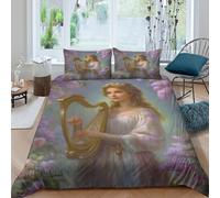 RIAVBAODG Orpheus Playing A Golden Lyre 3D Print Duvet Cover Set Greek Goddess Comforter Cover Set Easy Care Microfibre Soft 3 Pcs Bedding Sets for Kids Girls Teens Double（200x200cm）