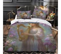 RIAVBAODG Orpheus Playing A Golden Lyre 3D Print Duvet Cover Set Greek Goddess Quilt Cover Zipper Closure 3 Pcs Bedding Set Soft Lightweight for Kids Girls Teens Single（140x200cm）