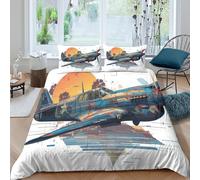 RIAVBAODG P-40 Warhawk 3D Printed Duvet Cover Set Fighter Jet for Bedding Soft Bedspread Zipper Closure for Kids Girls Teens 3 Pcs with Pillow Case Double（200x200cm）