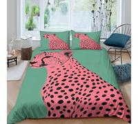 RIAVBAODG Pink Leopard 3D Print Duvet Cover Set Leopard Comforter Cover Set Easy Care Microfibre Soft 3 Pcs Bedding Sets for Kids Girls Teens Double（200x200cm）