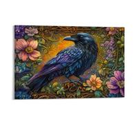RIAVBAODG Raven,crow Poster Artwork Art Nouveau Canvas Prints Picture Modern Wall Art Picture Wall Hanging for Living Room Bedroom Home Decorations 16x24inch(40x60cm)