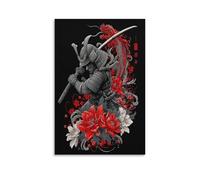 RIAVBAODG Samurai Holding A Katana Wall Decor Poster Japan Samurai Canvas Prints Picture Modern Wall Art Modern Decor Picture Hanging for Living Room Bedroom Home Decorations 20x30inch(50x75cm)