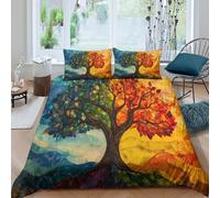 RIAVBAODG Tree of Life 3D Print Duvet Cover Set Tree Quilt Cover Bedroom Dorm Decor 3 Pcs Bedding Sets with Pillowcase For Child Teens Youth Man Double（200x200cm）
