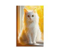 RIAVBAODG Turkish Angora Cat Poster Artwork Turkish Van Giclee Canvas Prints Modern Wall Art Picture Wall Hanging for Office Gym Living Room Decor 12x18inch(30x45cm)