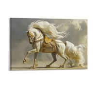RIAVBAODG White Arabian Stallion Wall Decor Poster Horse Canvas Prints Picture Modern Canvas Wall Art Picture Living Room Bedroom Restaurant Home Office Decor 16x24inch(40x60cm)