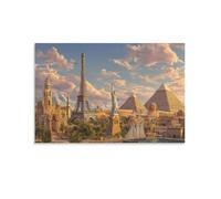RIAVBAODG World Famous Monuments Poster Artwork Famous Landmarks Canvas Prints Picture Modern Canvas Wall Art Picture Wall Hanging for Dining Room Kitchen Home Office Decor 08x12inch(20x30cm)