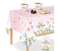 Riavom Easter Tablecloth, Easter Table Decorations, Spring Table Cloth, Easters Eggs Bunny Table Cover for Home Party Supplies Picnic Spring Party Supplies 137x274cm