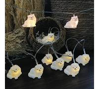 Riaxuebiy 1.65M 10 LED Cute Animal White Cat String Lights Battery Operated Decorative Festival Fairy Lights Warm White Animal Ornament Children's Bedroom Night Light (White Cat)