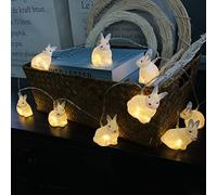 Riaxuebiy 1.65M 10 LED Cute White Rabbit String Lights Battery Operated Decorative Festival Fairy Lights Warm White Animal Ornament Children's Bedroom Night Light (White Rabbit)