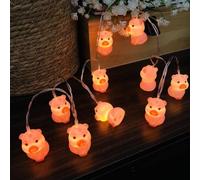 Riaxuebiy 1.65m 10LED Pig & Rabbit String Lights - Battery Operated Children's Bedroom Decor: Night Light