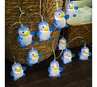 Riaxuebiy 10 LED Blue Penguin Fairy Lights 1.65m Length Penguin String Lights Warm White Battery Operated Bedroom Children Room Decor Chain of Lights (Blue Penguin)
