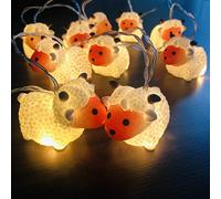 Riaxuebiy 10LED Cute Sheep String Lights Coper Wire Led Sheep Fairy Light Battery Operated for Kid's Bedroom Party Holiday Christmas Decorative (1.65m/10led, Red Face Sheep)