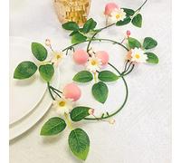 Riaxuebiy 2 Pack Artificial Peach Pink Berry Vine Garland,Hanging Fruit Peach Flowers Plants Wreath for Wedding Home Garden Office Hotel Party Craft Art Pink Decoration (Peach Pink Berry)