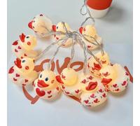 Riaxuebiy 5.4FT 10LEDs Painted Heart Duck String Lights Battery Powered Duck Fairy Lights for Birthday,Valentine's Day, Engagement,Wedding Homer Decoartion (Heart Duck-Big, 10LEDs)