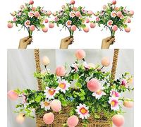 Riaxuebiy 6 Pcs Artificial Daisy Flowers Fake Peach Decoration Artificial Plants Greenery Bushes Flower Fruit for Garden Porch Window Box Hanging Plants Indoor Decor (Peach)