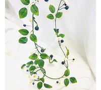 Riaxuebiy Artificial Blueberry Vine Garland, 2 Pack Fake Blueberry Vine Artificial Flowers Fruit Berries Plants Vine for Wedding Home Garden Office Hotel Party Craft Art Decoration (Blueberry)