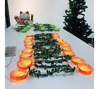 Riaxuebiy Artificiel Fruit Lemon Slice Leaves String Lights Rope Fairy Night 80LED Lamp Battery Powered for Christmas Holiday Party Decoration (Orange Lemon Slice with Leaf, 10M/80LED)