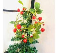 Riaxuebiy Christmas Red Cherry Mushroom Garland LED Fairy String Lights, Battery Operated Indoor Outdoor Artificial Berry Leaf Vine Decor Light for Party Xmas Tree Party (Cherry Mushroom, 2pcs)