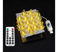 Riaxuebiy Crystal Honey Bee String Lights Fairy Starry Light 14ft 40 LED Decorative USB Powered 8 Modes Remote Timer for Bedroom Christmas Halloween (Honey bee, 40LED)