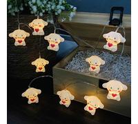 Riaxuebiy Cute Animal Painted Heart Dog Shape 10 LED Fairy String Lights Battery Powered Dog Night Light for Halloween Christmas Tree Home Party Children Kids Bedroom Decoration (10 LED)