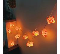 Riaxuebiy Cute Animal Pig Shape Fairy String Lights Battery Powered Night Light for Halloween Christmas Thanksgiving Tree Home Party Children Kids Bedroom Decoration (1.65m/10led, Pink Pig)