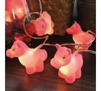Riaxuebiy Cute Horse Night Lights Horse Fairy String Light Battery Powered for Children's Room Birthday Christmas Decoration (1.65m/10led, Pink Horse)