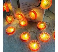 Riaxuebiy Fruit Theme Lemon Slice String Lights Rope Fairy LED Lamp Battery Powered Warm White for Christmas Holiday Party Decoration (Orange Lemon Slice, 10M/80LED)