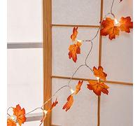 Riaxuebiy Maple Leaf String Lights,Jungle Bedroom String Lights Accessories,LED Leaf Hanging Light Wedding Tree Decor Mood Lights (40LEDs, Red Maple Leaf)