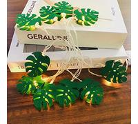 Riaxuebiy Monstera Leaf String Lights Green Palm Leaves Flamingo 1.65m10 LED Battery Powered Fairy Lights for St. Patrick's Party Outdoor Indoor Decorations (Leaf, Battery Powered)