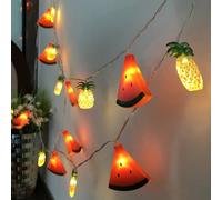 Riaxuebiy Novelty Watermelon Pineapple String Lights Battery Powered&USB Plug in,9.8ft 20LEDs Fruit Garland Decorative Night Lights for Patio Party Christmas Wedding (Watermelon Pineapple)