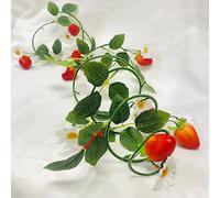 Riaxuebiy Pack of 2 Artificial White Flower Garland, Artificial Strawberry Vine for Hanging Rose Hips, Fruit Ivy, Hanging Baskets, Wedding Arch, Garden, Background Decoration (B-Strawberry, Pack of 2)
