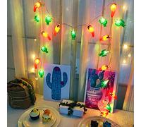 Riaxuebiy Red Chili String Light 3M 20 LEDs Pepper Cactus Fairy Lights USB Powered for Bedroom Wedding Party Christmas Festival Tree Decoration(USB+Remote-8 Modes, Chilli+Cactus)