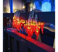 Riaxuebiy Red Chilli Fairy Lights, 80 LED Rope Fairy Night Light, Pepper Chili Lamps, Battery Operated, Warm White for Christmas, Wedding, Holiday, Party Decoration (Chili-B, Batteries)