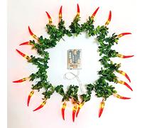 Riaxuebiy Red Chilli String Lights LED Rope Fairy Light Pepper Lamp Battery Powered Warm White for Christmas Holiday Party Decoration (Red Chili, 3M/20LED) (Red Chili-B, 3M/20LED)