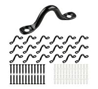 RiaYer 20Pcs Black 316 Stainless Steel Pad Eye Straps, Marine Grade Footman Loop Kit with 40 Screws & 40 Expansion Anchors, Deck Loops for Bimini Boat Top, Kayak Tie Down, Wall Mount Rigging Hardware