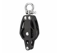 RiaYer Ball Bearing Single Block Pulley, 50mm Sheave with Lockable Swivel and Becket, 316 Stainless Steel Marine Hardware for Sailboat Mainsheet, Shade Sail Rigging, Accepts Up to 10mm Line