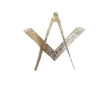 RIAZ IMPEX Masonic Lodge Ceremonial SILVER 6" LARGE Square and Compass For Bible CLASS A, Silver, 6"