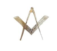 RIAZ IMPEX Masonic Lodge Ceremonial SILVER 6" LARGE Square and Compass For Bible CLASS A, Silver, 6"