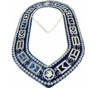 RIAZ IMPEX Masonic Regalia Master Mason Blue Lodge Chain Collar silver With beading Gift For Freemason