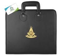 RIAZ IMPEX Masonic Regalia Soft Apron Carrying Case Master Mason/Past master Case Embroidered Gift For Mason - Freemason (Past Master Case Black)