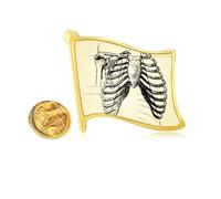 rib b human skeleton sketch Golden Metal Flag Lapel Pin Badge