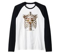 Rib Cage X-Ray Cheeseburger Funny Food Humor Anatomy Raglan Baseball Tee