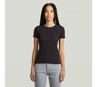 Rib Cap Sleeve T-Shirt - Black - Women XXS
