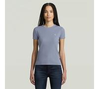 Rib Cap Sleeve T-Shirt - Light blue - Women L